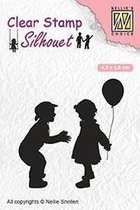 SIL046 Clear stamps silhouette Childrs play children with balloon