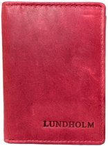 Lundholm dames pasjeshouder vrouwen leer roze - portemonnee dames compact - cadeau voor vrouw - pasjeshouder dames roze