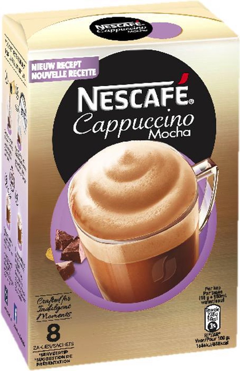 Nescafé Cappuccino Mocha oploskoffie 16 zakjes (2x8)