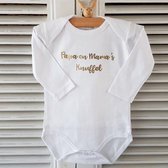 Baby Rompertje met tekst mama en papa | papa's en mama's knuffel  lange mouw wit goud maat 62-68