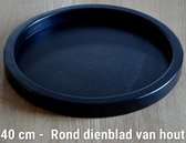Dienblad Hout 40cm Rond Zwart | Decoratieve Houten Dienbladen 40 cm Plateau | King Mungo