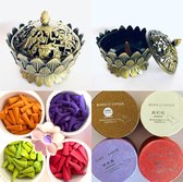 Lotus wierookbrander van zinklegering LB+ 160 stuks Wierook kegels Jasmine-rose-lavender-India incense altar