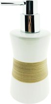Arowell zeepdispenser  keramiek met ribbels Wit/Zand Ø 8 x 17 cm
