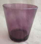 Set van 2 stuks ! Waxinelichthouder paars glas , 10 x 9 cm rond