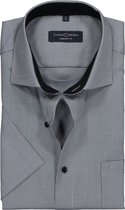 CASA MODA comfort fit overhemd - korte mouw - grijs structuur (contrast) - Strijkvrij - Boordmaat: 43