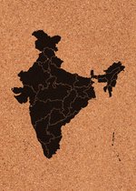 Prikbord kurk | 40x60 cm staand | India kaart