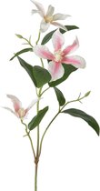 Viv! Home Luxuries Clematis - zijden bloem - roze wit - topkwaliteit