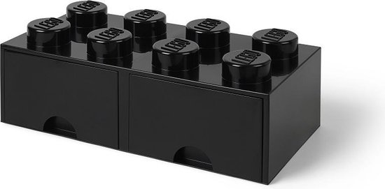 Lego - Opbergbox met 2 Lades Brick 8 - Polypropyleen - Zwart