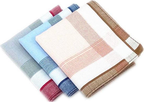 vaardigheid straal Interpunctie 100% katoenen zakdoeken - heren zakdoeken- 12 stuks- ruiten zakdoeken-  lichte kleur... | bol.com