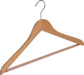 De Kledinghanger Gigant - 5 x Blouse / shirthanger beukenhout naturel gelakt met anti-slip broeklat, 44 cm