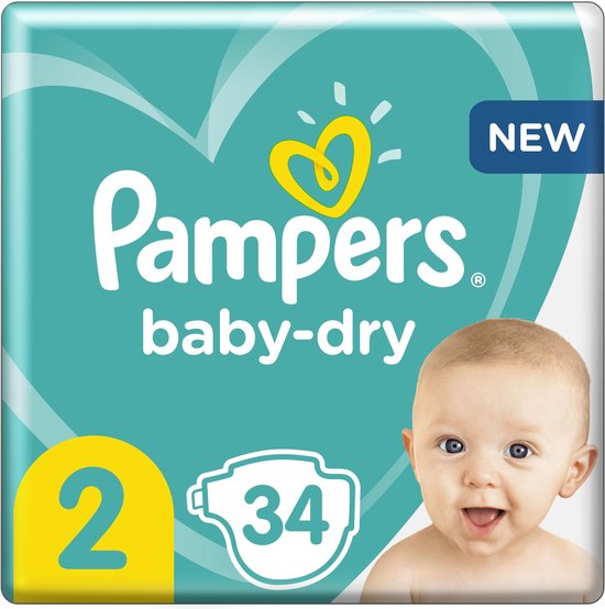 kop Vaarwel Officier Pampers Baby-Dry - Maat 2 (4-8kg) - 34 Luiers | bol.com
