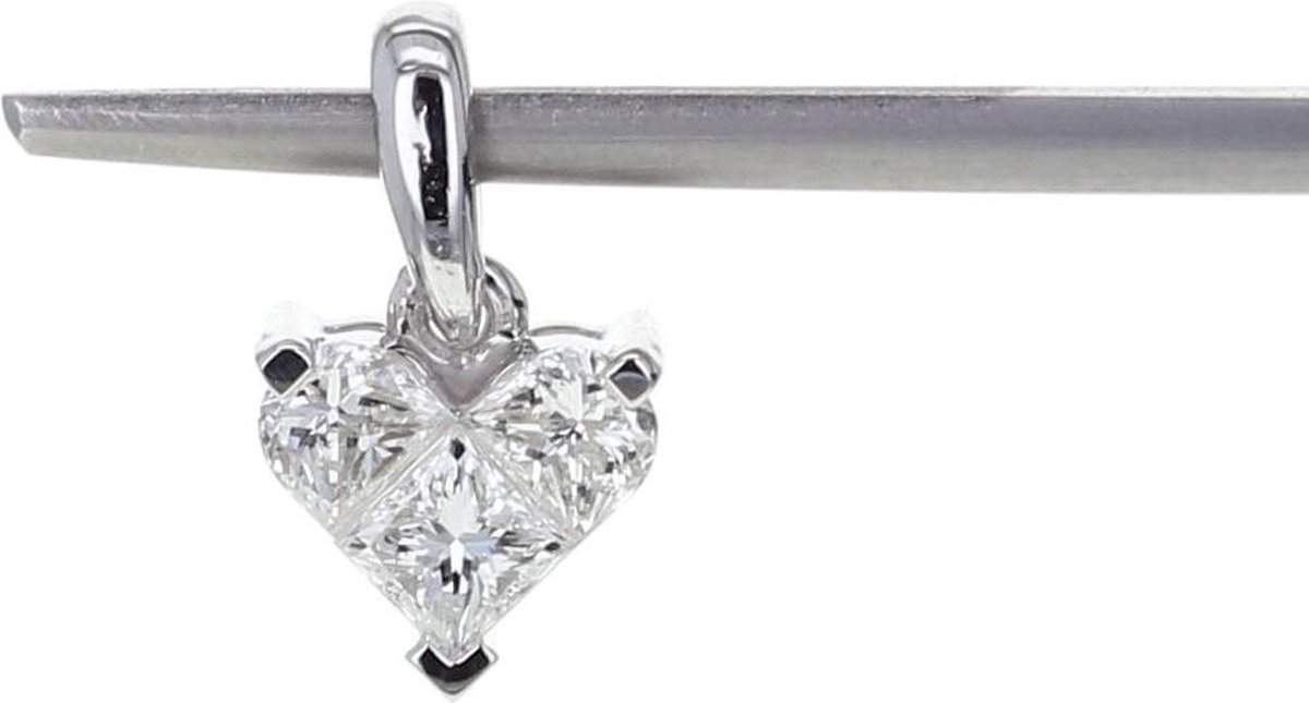 Diamant hart sieraad hanger - 18 karaat wit goud, 3 diamant stenen 0.45 Ct,  F-G VVS-VS... | bol.com