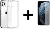 iPhone 11 Pro Max Hoesje Transparant - Siliconen Case - 1x Tempered Glass Screenprotector
