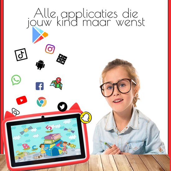 Bol Com Kindertablet Kinder Tablet Kindertablet Vanaf 3 Jaar 7 Inch Rood Tablet 3 Jaar