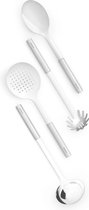 Brabantia Profile set d'ustensiles de cuisine, 4 pièces (louche à potage, cuillère à servir, cuillère à spaghetti, écumoire) - RVS