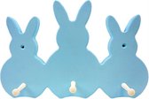 DW4Trading® Konijn kapstok met 3 haken blauw