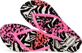 Havaianas Slim Animals Meisjes Slippers - White/Shocking Pink - Maat 27/80