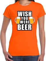Wish you were BEER drank fun t-shirt oranje voor dames XL