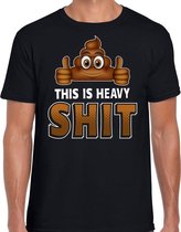 Funny emoticon t-shirt this is heavy shit zwart voor heren S