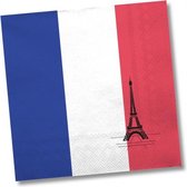 100x stuks Frankrijk Franse vlaggen thema servetten van 33 x 33 cm. Landen thema