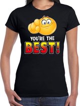 Funny emoticon t-shirt you are the best zwart voor dames XS