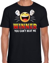 Funny emoticon t-shirt winner you cant beat mezwart voor heren XL