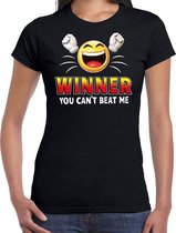 Funny emoticon t-shirt winner you cant beat mezwart voor dames 2XL