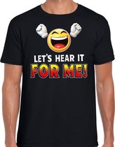 Funny emoticon t-shirt lets hear it for me zwart voor heren M