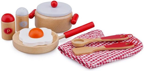 New Classic Toys Cuisine enfant Bon Appétit bois rouge, accessoires