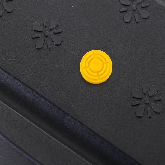 Gedetailleerd beeld van de antislip noppen op het zwarte platform van de Stanley steekwagen.
