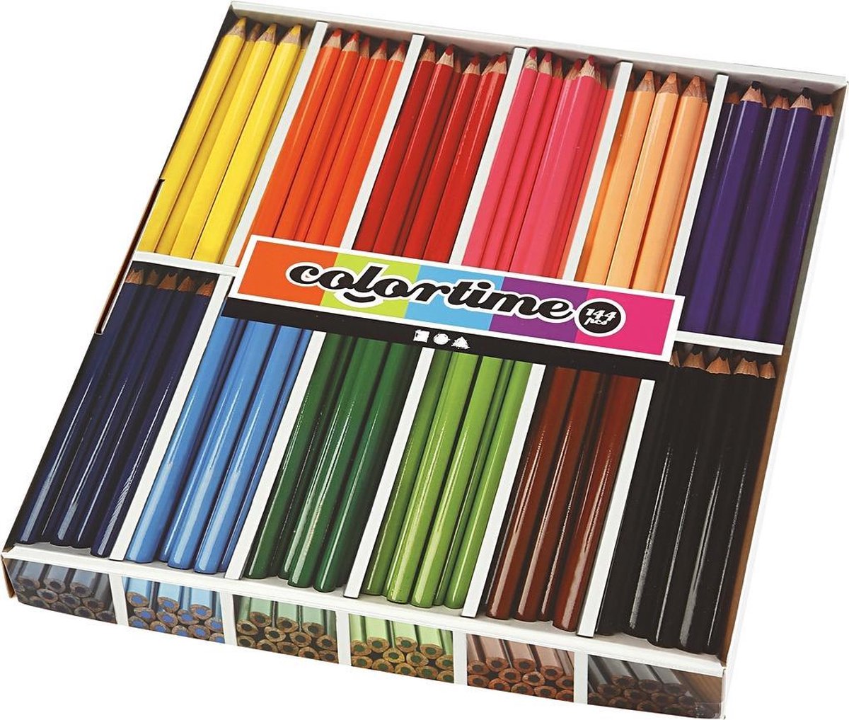 Colortime kleurpotloden, vulling: 5 mm, kleuren assorti, Jumbo, 144 assorti