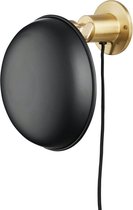 ROUND WALL LAMP BRASS W. BLACK SHADE