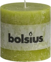 4 stuks Bolsius Rustiek stomp 100x100mm mosgroen