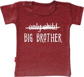 T-shirt Zwangerschapsaankondiging Grote Broer - Only Child Big Brother - Bordeaux