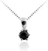 Gisser Jewels - Hanger excl. Collier - Solitaire gezet met Zwarte Zirkonia - 3mm Breed - Gerhodineerd Zilver 925