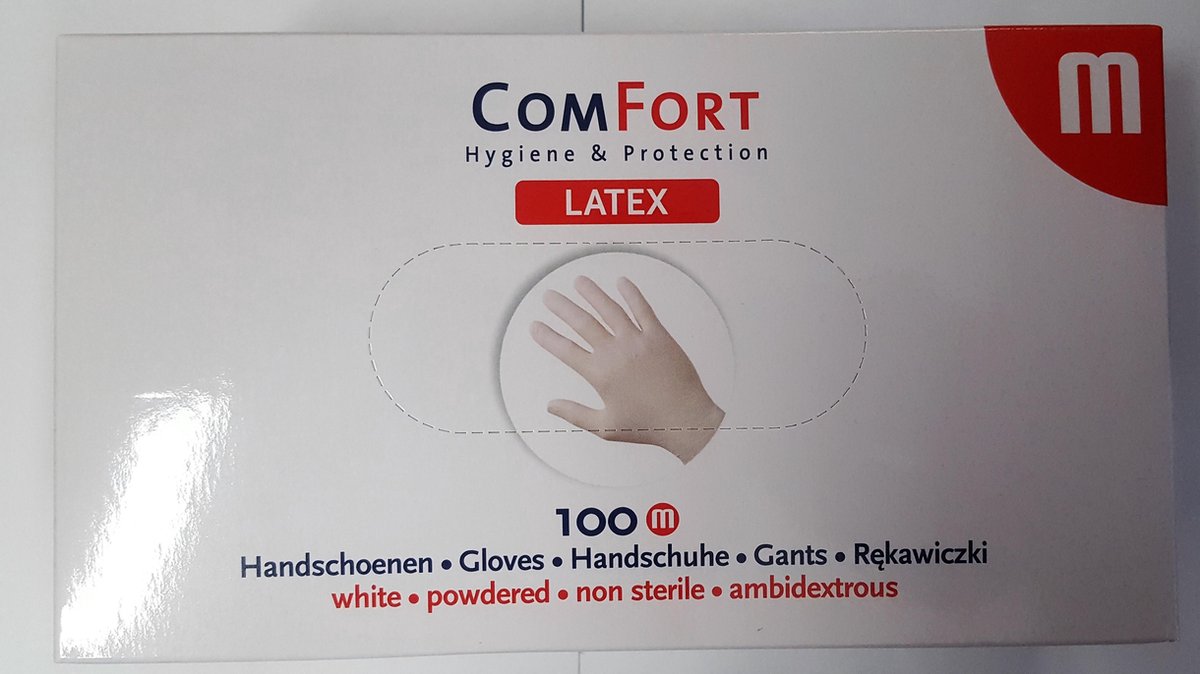 Goedkoopste COMFORT-latex handschoenen-gepoederd -100st- M