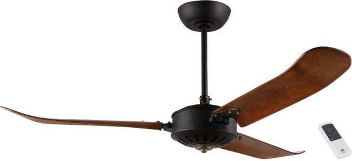 Plafondventilator Just Fan M, zwart/donker hout