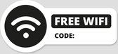 free WIFI code sticker 20cm x 9cm (3 stuks)
