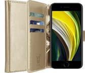 Hoesje geschikt voor iPhone SE 2022 / 2020 / 8 / 7 - Book Case Leer Pasjeshouder Goud