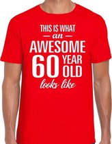 Awesome 60 year / 60 jaar cadeau t-shirt rood heren S