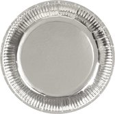 18x Zilveren feest bordjes van karton 23 cm - Wegwerpbordjes - Oud en Nieuw/verjaardag/feestje zilveren borden