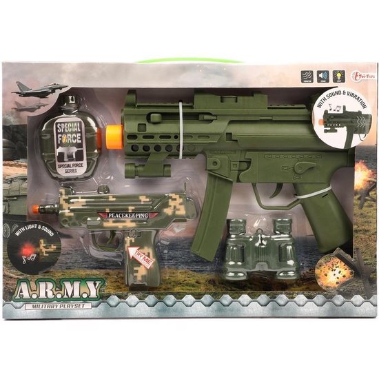 Leger speelgoed pistool wapen set - 4-delig - Leger verkleed geweer met  geluid | bol.com