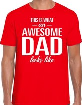 Awesome Dad cadeau t-shirt rood heren - Vaderdag  cadeau M