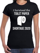 I survived toiletpaper shortage 2020 t-shirt zwart dames XS