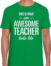 Awesome Teacher cadeau meesterdag t-shirt groen heren L