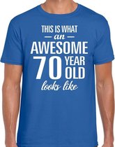 Awesome 70 year / 70 jaar cadeau t-shirt blauw heren XL