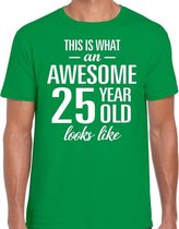 Awesome 25 year / 25 jaar cadeau t-shirt groen heren L