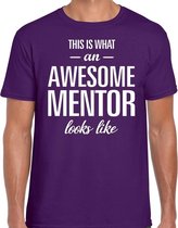 Awesome mentor cadeau t-shirt paars voor heren S