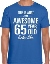 Awesome 65 year - geweldige 65 jaar cadeau t-shirt blauw heren -  Verjaardag cadeau XL