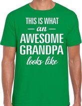 Awesome Grandpa / opa cadeau t-shirt groen heren - Vaderdag S